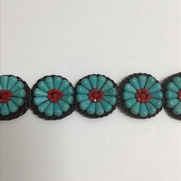 Artisan Handmade Bracelet Howlite Flowers Turquoise Look Macrame Boho Beads NEW - Picture 13 of 13